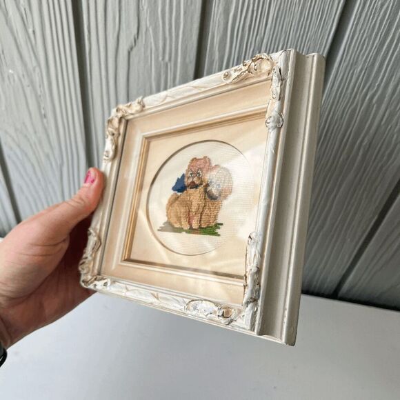 VTG Micro Needlepoint Shih Tzu Puppy Art Signed Marge Higgins Cottagecore Galler - Picture 6 of 10